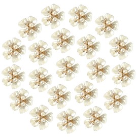 Mililanyo 20 Pcs Pearl Rhinestone Buttons Rhinestone Faux Pearl Embellishments Pearl Brooch Alloy Floral Pendants for Jewelry Making