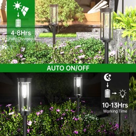 BITPOTT Solar Outdoor Lights Pathway, 6 Pack Pathway Lights Solar Powered Outside Waterproof, Long Lasting Solar Garden Walkway Landscape Lights for Yard Lawn Patio Decor Lighting