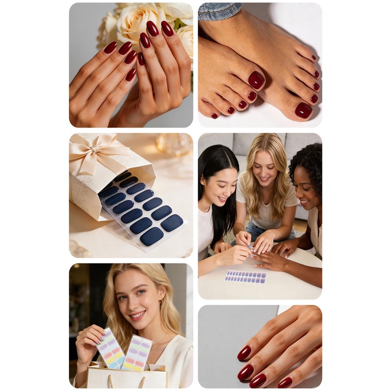 Gel Nail Strips for Women, 44Pcs, Pre-Cured, No UV Light,
