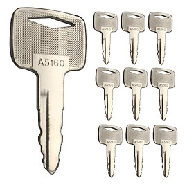 91A07-01910 Ignition Keys with Keychain, 10PCS Heavy Equipment Key for Mitsubishi Caterpillar Forklift (91A07-01910)