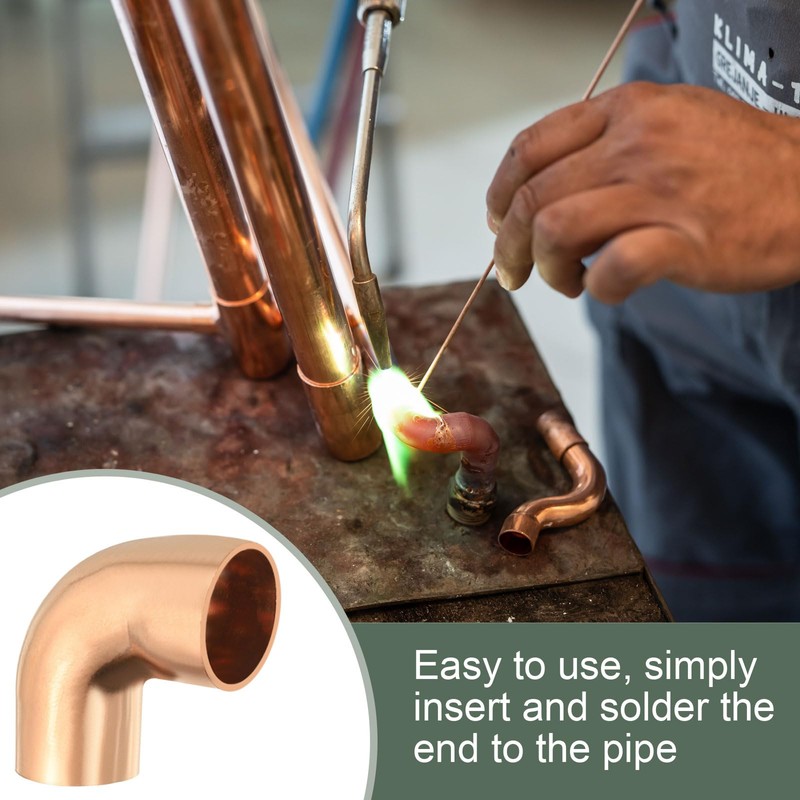 YOKIVE 5 Pcs Elbow Copper Fitting, 90 Degree Copper Pipe