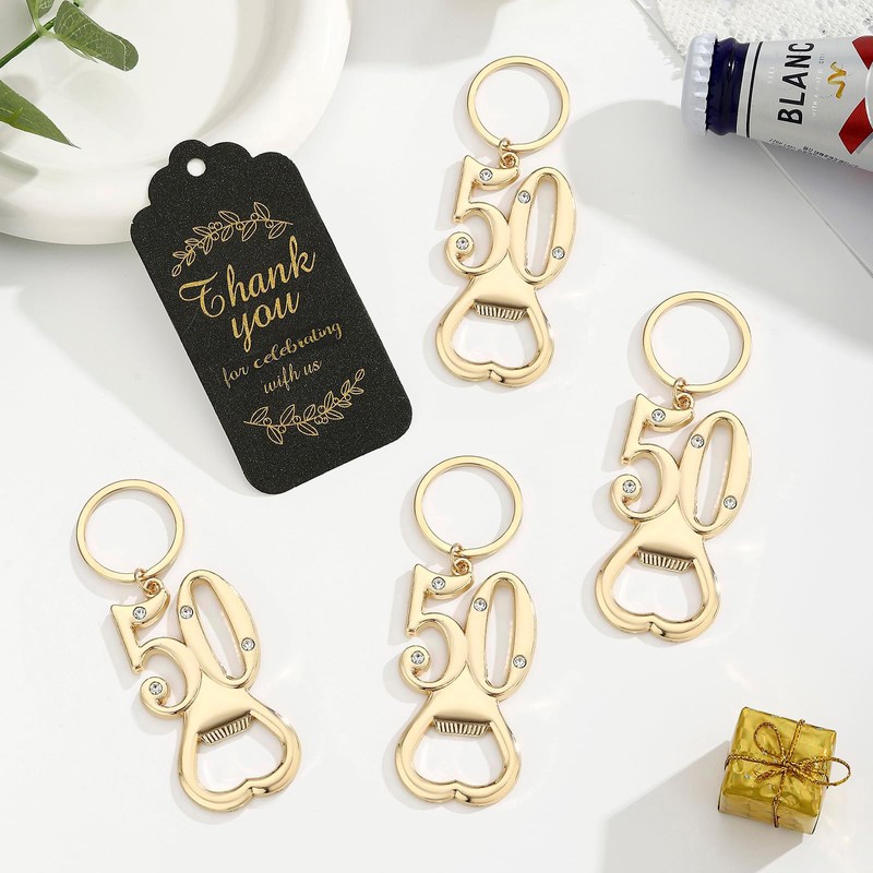 Uezea 50th Birthday Party Favors, 25 Pcs Gold Bottle Opener