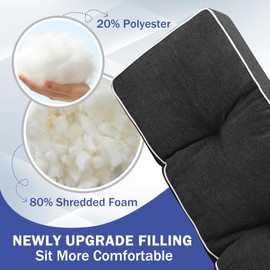 IPYNBAP Bench Cushions for Outdoor Furniture, 42 x 16 Inch Outdoor Bench Cushion, Patio Bench Cushion with Durable Ties, Long Patio Seat Cushions for Garden, Indoor, Kitchen&Dining, Black