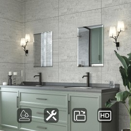 Mirrorons Beveled Mirror, Bathroom Mirrors for Wall 40" x 30", Frameless Rectangle Bathroom Mirror with Beveled Edge, Hangs Horizontally or Vertically, Upgraded Packing