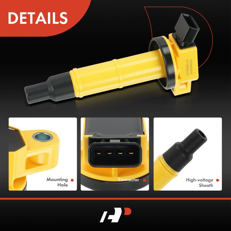 A-Premium Yellow Engine Ignition Coil Pack Compatible with Toyota Camry
