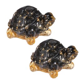 Nupuyai 2 Pieces Crystal Tortoise Statue Quartz Turtle Ornament Stone Turtle Art Sculpture Animals Resin Lucky Charm Interior Decoration Obsidian