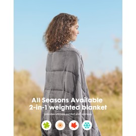 Uttermara Weighted Blanket 15 pounds Twin Size, Cooling and Warm Heavy Blanket for Adults All-Season with Warm Flannel and Cold Brushed Fabric Soft Breathable, 48"x72" Dark Grey