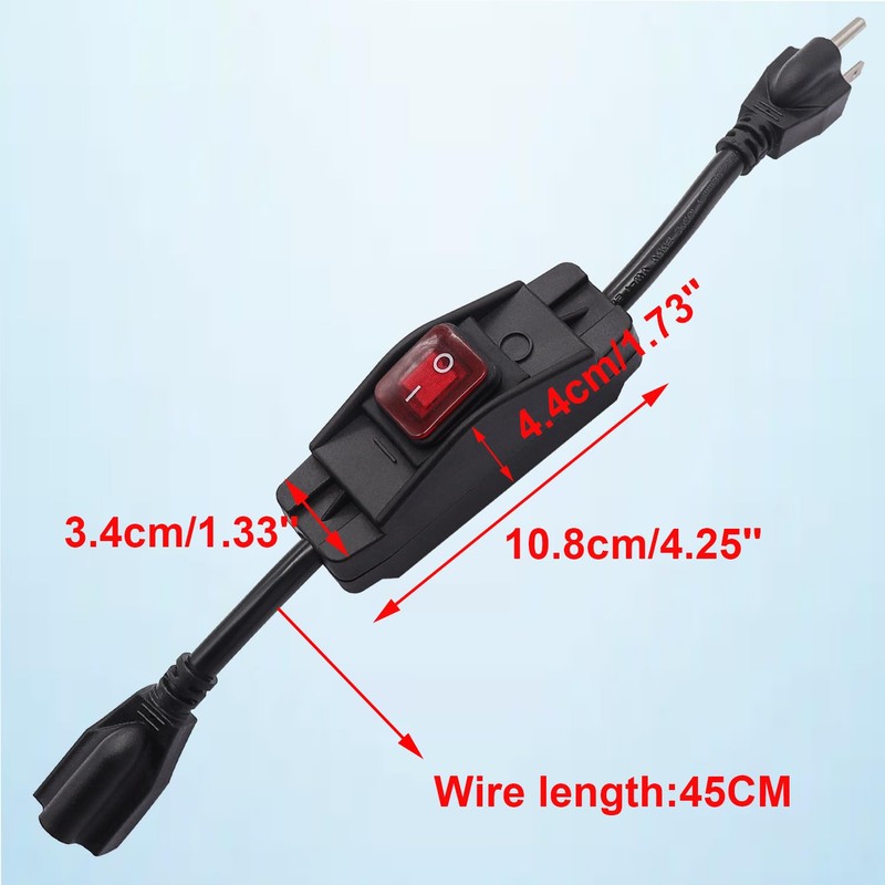 TWTADE 3 Prong Extension Cord with Inline Switch On/Off 14AWG