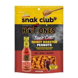 Snak Club x Hot Ones Honey Roasted Peanuts, Tangy Chili, Spicy Nuts, Inspired by Hot Ones, Vegan Snack, 14 oz Resealable Bag