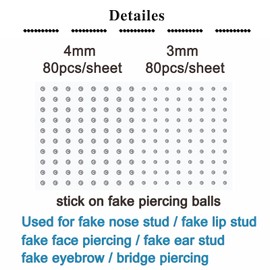 QWALIT Fake Lip Ring Fake Lip Piercing Fake Piercings Fake Nose Ring Hoop Fake Face Piercing Fake Lip Stud Fake Nose Stud Stick on Fake Eyebrow Piercing Fake Eyebrow Ring Fake Piercing Balls