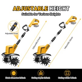 DEVONIC Cordless Electric Garden Tiller,330RPM Electric Garden Tiller, 8 in Tilling Width and 6 in Depth Garden Rototiller for Lawn/Gardening/Soil Cultivation (Without Battery)
