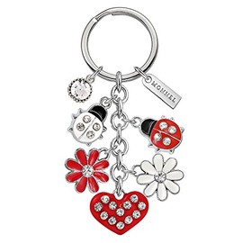 MONNEL Red Ladybug Heart Keychain for Women Gifts Daisy Sunflower Natural Flowers Keychains Clip Hook Key Ring Purse Charms Pendants Accessories with Velvet Bag Z427