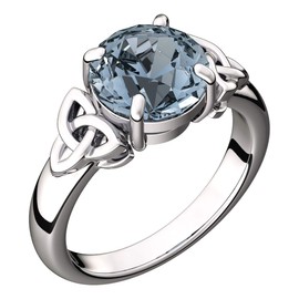 GWG Jewellery 925 Sterling Silver Ring with Large Turquoise Blue Stone Graced with Celtic Trinity Knots on Sides – 9 in Gift Box for Women