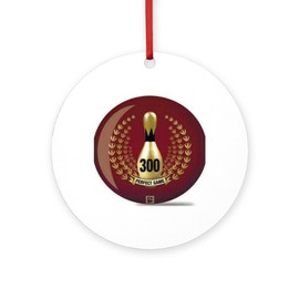 CafePress Bowling 300 Perfect Game Round 4" MDF Holiday Ornament