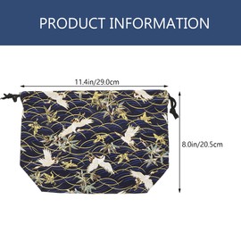 ABOOFAN Cotton Lunch Bag Gold Embroidery Reusable Bento Lunch Box Bag for Storage and Lunch