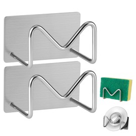 Luckyiren 2-Pack Stainless Steel Sponge Holder, Kitchen Sink Caddy Organizer, SUS304 Rustproof, Brushed Finish