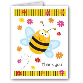 Bumble Bee Theme Blank Thank You Note Card - 10 Boxed Cards & Envelopes