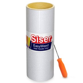 Siser Glitter White Easyweed Heat Transfer Craft Vinyl Roll Including Stainless Steel Weeding Tool (10ft x10"