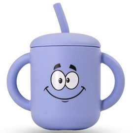 Fumiko Sippy cups for toddlers 1-3 – Adorable Personality Designs, Built-In Straw Lock, Easy-Grip Handles, (Dimples)