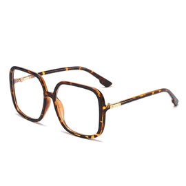 bullabulling Retro Square Reading Glasses For Women Blue Light Blocking Oversized Eyeglass Frames Large lens (Leopard, 1.25, x)