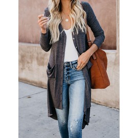 Womens Long Plus Size Cardigan Sweaters Lightweight Long Sleeve Casual Open Front Cardigans Dusters Plus Size Dark Gray