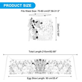 MECCANIXITY Sequin Short Skirt Women's Rave Party Dance Skirt Sparkly Belly Dance Hip Skirts Wrap for Dance Party Night Club Costume(Silver Tone)