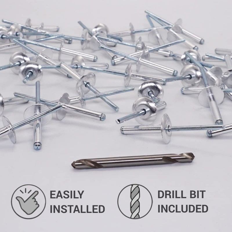 SKIR'CO Pack of 30 Large Flange Aluminium Blind Rivets 4.8
