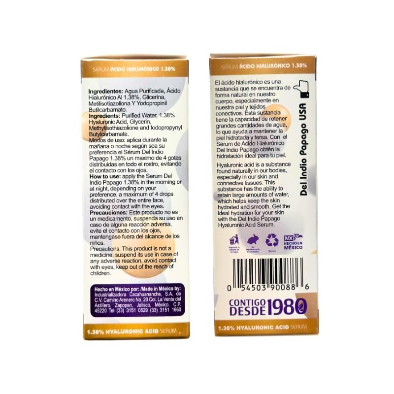 Del Indio Papago- Hyaluronic Acid Serum (3.38 Fl Oz) /