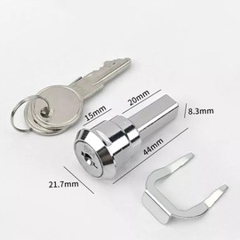 A Set Silver Stainless Toolbox Lock, Toolbox Lock Iron Cabinet Insert Linkage Drawer Set,180° Rotation Unlocking (1 Fastening tab and 2 Keys,1 Cylinder)
