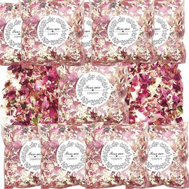 ZOOMPIL Flower Confetti Wedding, 10 Packs Natural Wedding Confetti, Rose Dried Petals, Biodegradable Rose Petal Confetti, DIY Flower Confetti for Wedding Party