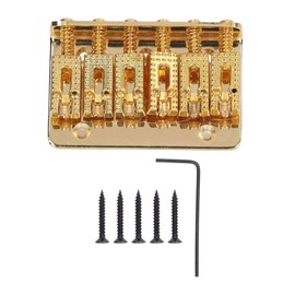 Electric Guitar Bridge 6 Strings 65mm Glossy Metal Guitar Hardtail Fixed Bridge Replacement Gold