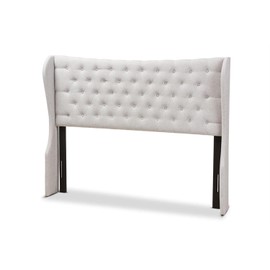 Baxton Studio Cadence Modern and Contemporary Greyish Beige Fabric Button-Tufted Queen Size Winged Headboard