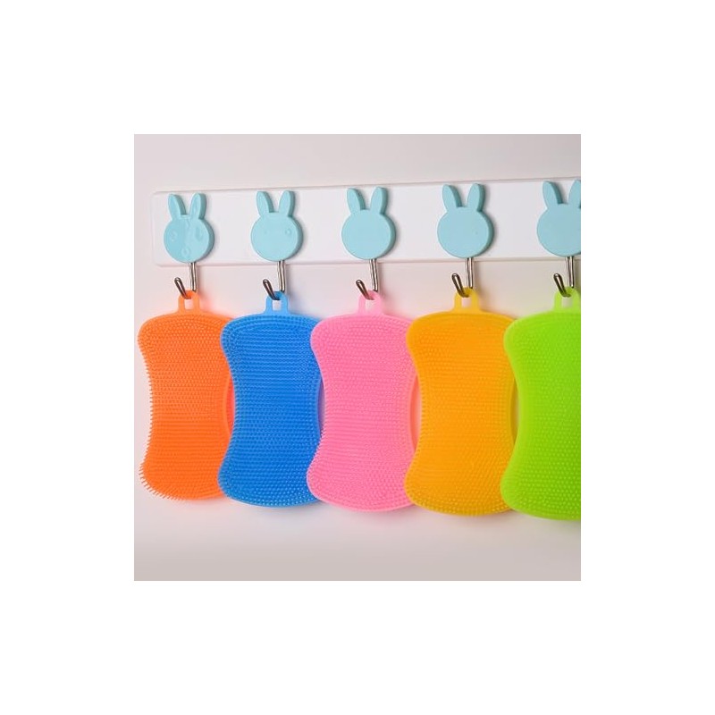 6 PCS Silicone Dish Sponges, Super Durable Safe and Dry
