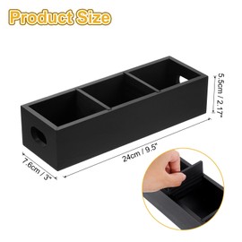 sourcing map Tea Bag Organizer, 3 Compartments Pine Wood Tea Box with Handle, Tea Storage Organizer Holder for Tea Bags, Beverage Supplies Sugar Packet, Black
