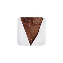 LULII Silver Necklace for Women Trendy Lariat Y Necklace Dainty Silver Plated Long Necklaces for Women Layered Beaded Drop Necklaces Simple Y-Shaped Chain Jewelry Gift Wedding