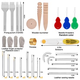 Leather Pony Table Lacing Desktop Pony Horse Clamp with Leather Sewing Needles and Leather Prong Punch for DIY Hand Stitching Leathercraft Repair Tools