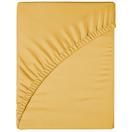 Funky Gadgets Fitted Sheet Single Deep Pocket 12 Inch (30cm) 90 GSM Soft Brushed Microfiber Bed Sheets Easy Care Bottom Sheet Ochre (90 X 190cm)