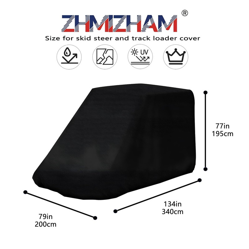 ZHMIZHAM Skid Loader Cover with Zipper, Track Loader Cover Waterproof,
