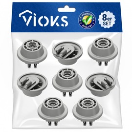 VIOKS 8 x Basket Wheels Set Dishwasher Wheels Replacement for Bosch 00611475 Siemens 611475 Küppersbusch 436718 Lower Basket Wheels with Roll Holder for Lower Basket Dishwasher Dishwasher