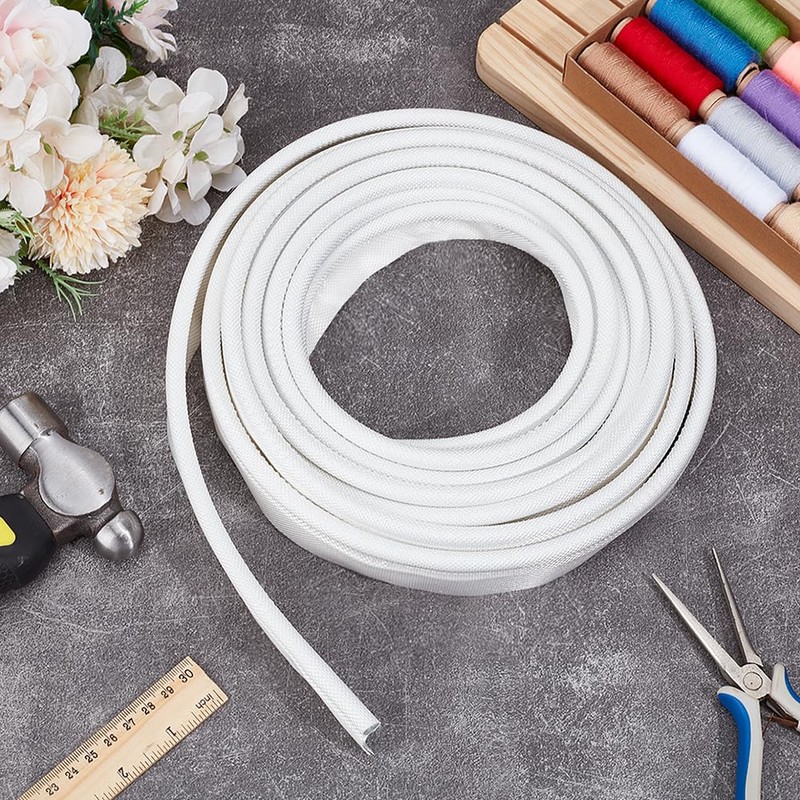 BENECREAT 5m/5.5 Yards White Awning Rail Piping, 8mm Double Flap