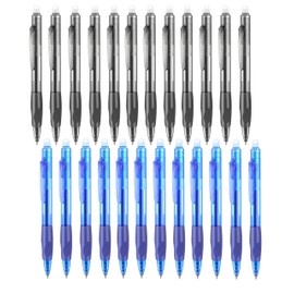 Aozora Erasable Pens 24 Pack Click Fine Point 0.7 mm Retractable Erasable Gel Pens for Completing Sudoku and Crossword Puzzles (Black＆Blue)