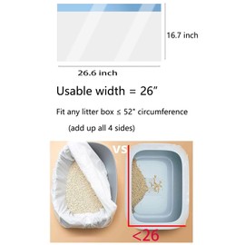 20 Count Cat Drawstring Litter Box Liners 26.6x16.7 inches 2Mils Super Thick White Cat Litter Waste Bags Poop Bags for Self-Cleaning Litter Box Cat Litter Pan Trays (Blue Drawstring 20 count)