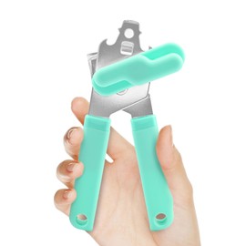 YAKAUEI Can Opener Manual Smooth Edge Heavy Duty Stainless Steel Hand Can Opener with Comfort Ergonomic Handles & Knob, Multifunctional Easy Can Bottle Openers for Seniors, Camping, Kitchen (Blue)