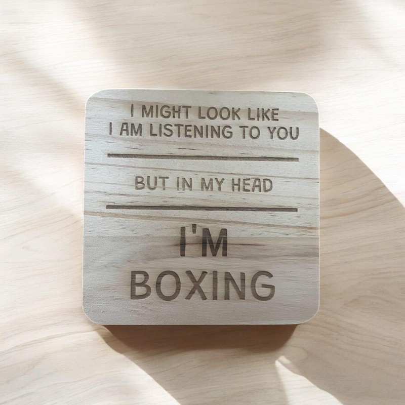 Ashton and Finch Funny Boxing Coaster Laser Engraved Gift Wooden