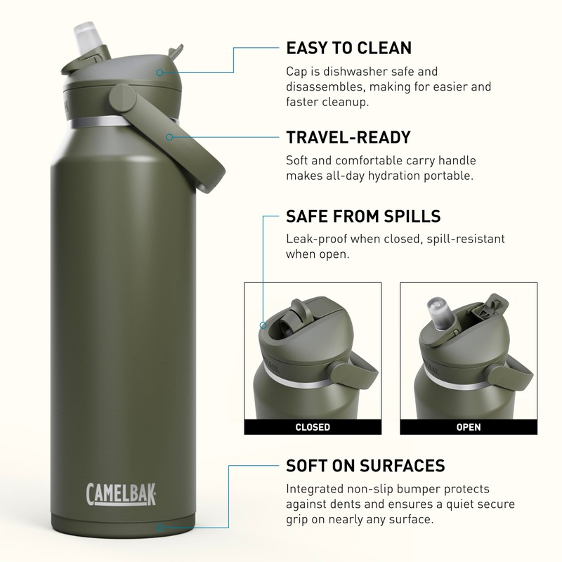CamelBak Thrive Flip Straw Insulated Stainless Steel Water Bottle Moss,