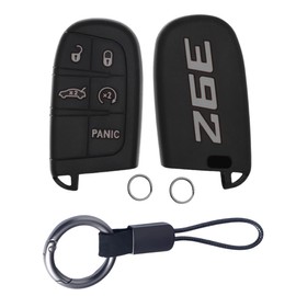 Silicone 392 Key Fob Cover with Key Chain Key Fob Shell Case Compatible with Charger Durango Challenger RAM 5 Buttons(392-gray)