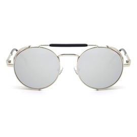 Ronsou Steampunk Style Round Vintage Polarised Sunglasses Retro Glasses UV400 Protection Metal Frame -