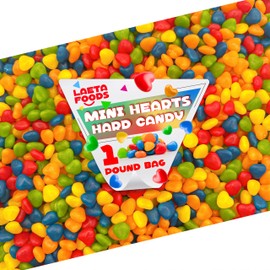 Mini Hearts Hard Candy | 1 Pound Bag | Assorted Fruit Flavored | Edible Hearts for Decorating Cookies, Cupcakes, Cakes, Ice Cream | Rainbow Candy for Party Jars and Candy Machine