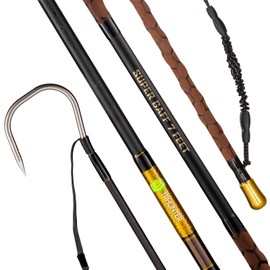 TRHUNTER Carbon Fiber Fishing Gaff Saltwater Fish Gaff with S316 Stainless Steel Fishing Hook (Brown Gaff - 7' - 4'' Hook)