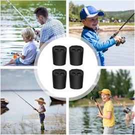 4Pcs Black Fishing Rod Butt Cushion - Fishing Rod End Caps | Fishing Rod Seat Cushions | Silicone Fishing Rod Protector | Fishing Seat Protector Gimbal End Cap for Fishing Rods and Accessories